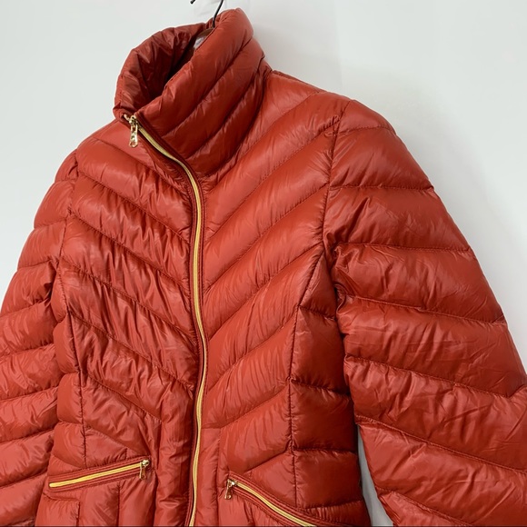 Kenneth Cole Reaction Russet Orange Down Filled Jacket Puffer Coat Fall Winter - Picture 5 of 16